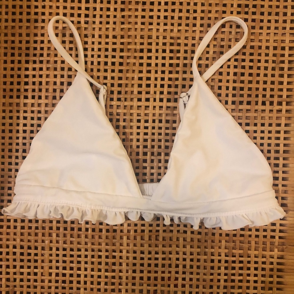 White fringe bikini top